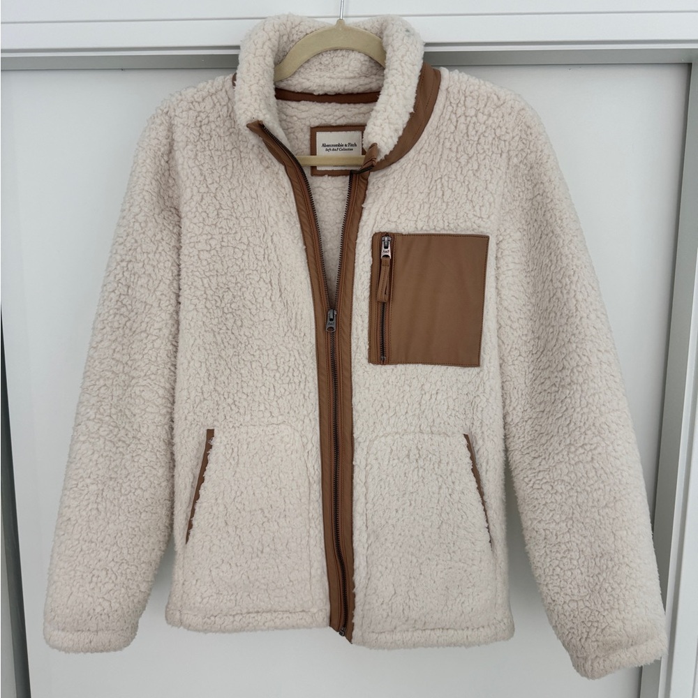 Abercrombie & Fitch Cream Sherpa with Tan Detail